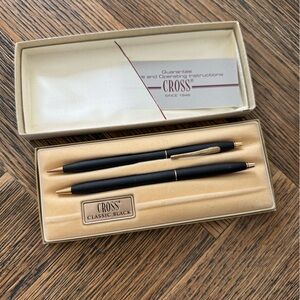 Vintage Cross Classic Black Ball Pen and Mechanical Pencil Set
